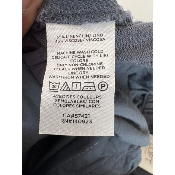 Ann Taylor Loft Gray Linen Pants Sz Med High Rise Elastic Waist Minimalist - Picture 8 of 13